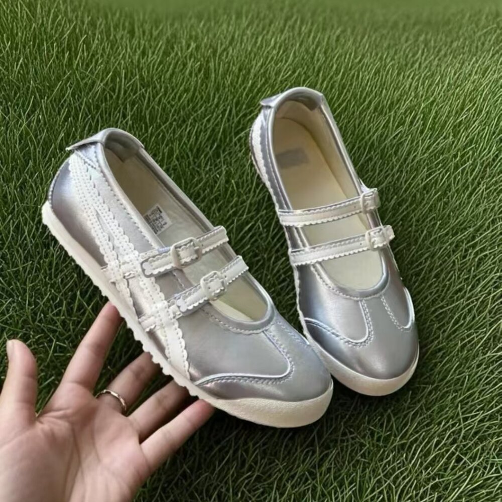 Onitsuka Tiger by Asics Silver Mary Jane Athletic Shoes
